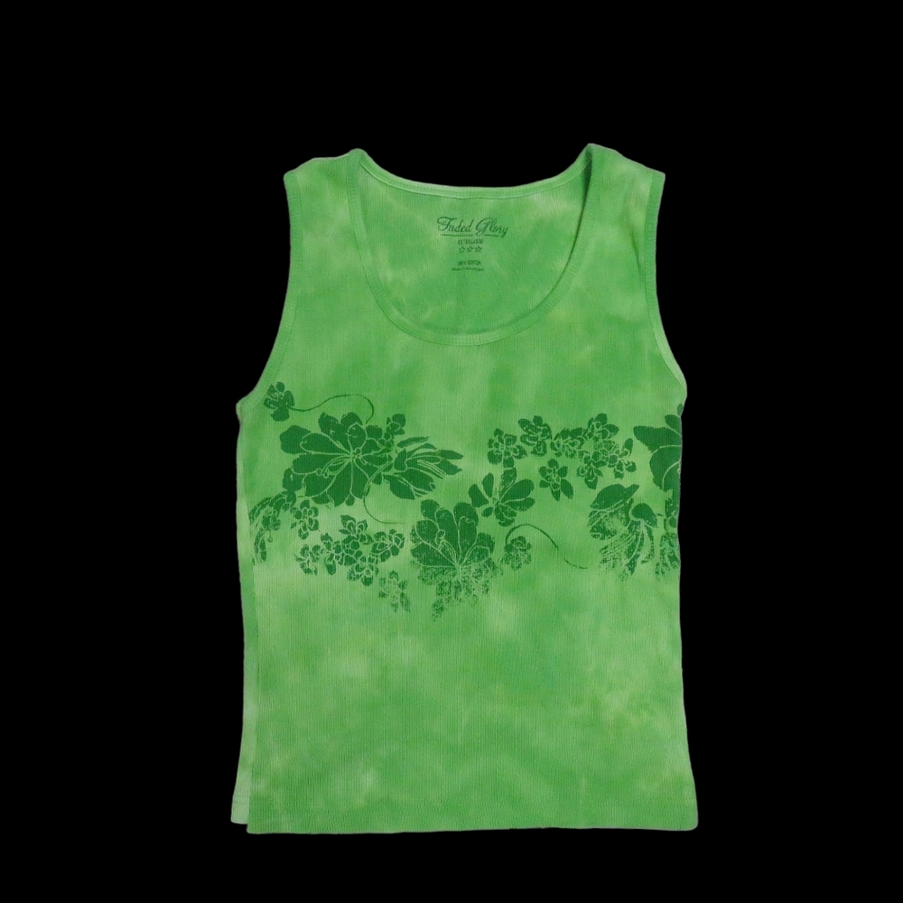 Tie Dye Tank Top Shirt Hawaiian Floral Y2K XL